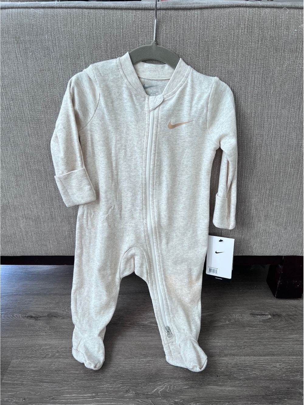 Nike baby cream footed sleeper pajamas